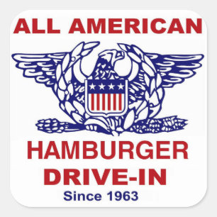 Allt amerikanHAMBURGAREdrev IN av Massapequa Fyrkantigt Klistermärke