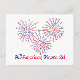 Allt-amerikanska Fireworks-vykort Vykort