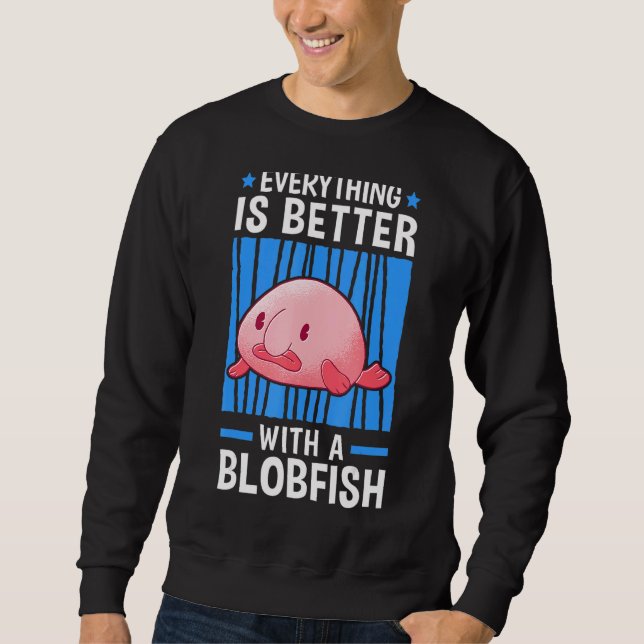 Allt är bättre med Blobfish Memly Ugly Blob Lång Ärmad Tröja (Framsida)