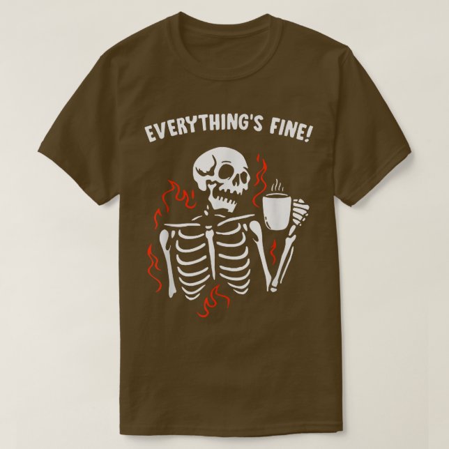 Allt är Bra Funny Skeleton Coffee Retro Kärlek T Shirt (Design framsida)