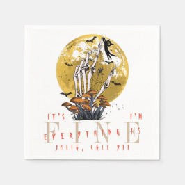 Allt är Bra Halloween Skeleton Black Cat Pappersservett