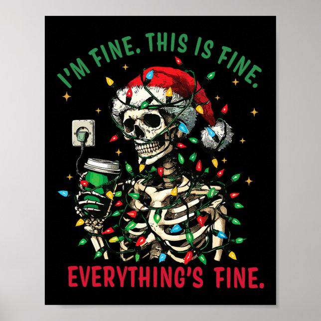 Allt är bra julbelysning Xmas skelett  Poster (Framsidan)