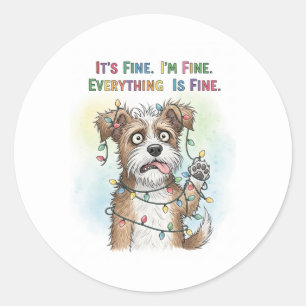 Allt är Bra Quirky Colorful jul-Hund Runt Klistermärke