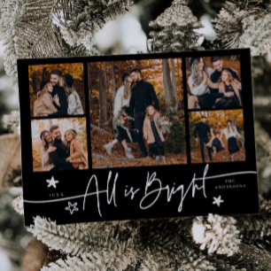 Allt är Bright Black Multi Photo Helgdag Card Julkort