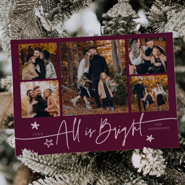 Allt är Bright Cranberry Multi Photo Helgdag Card Julkort (Skapare uppladdad)