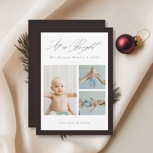 Allt är Bright Cute Baby 3-familjens foto jul Julkort