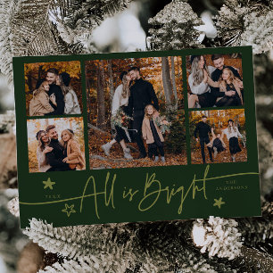Allt är Bright Grönt Multi Photo Helgdag Card Julkort