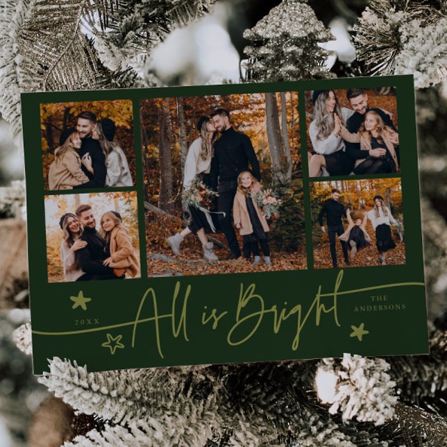 Allt är Bright Grönt Multi Photo Helgdag Card Julkort (Skapare uppladdad)