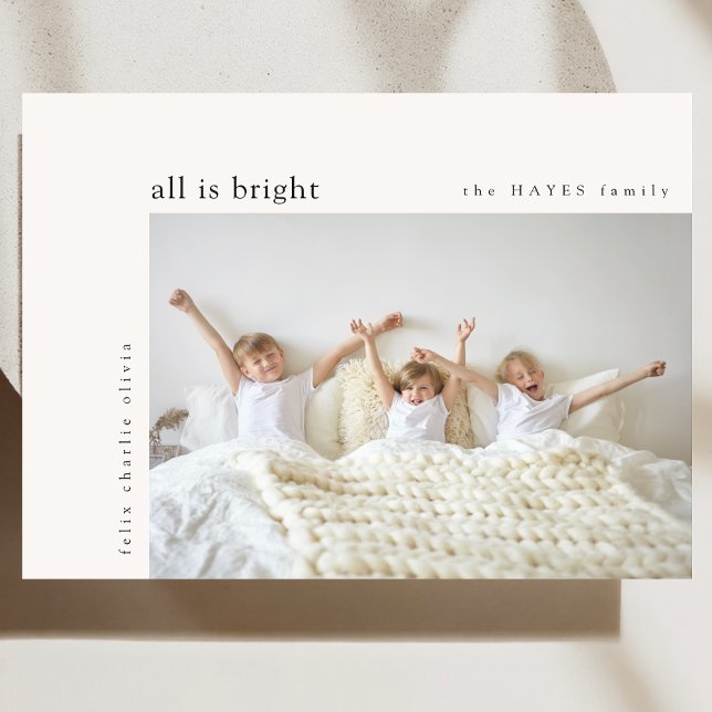 Allt är Bright Modern Minimal jul Kids Photo Julkort (Celebrate the season with a photo holiday card featuring your favorite memories)