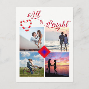 Allt är Bright Photo Collage Candy cane Heart Helg Vykort