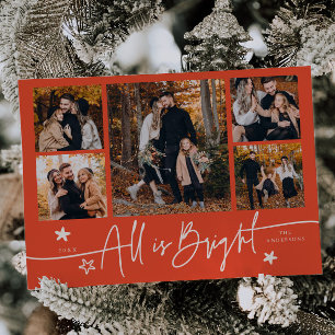 Allt är Bright Retro Red Multi Photo Helgdag Card Julkort