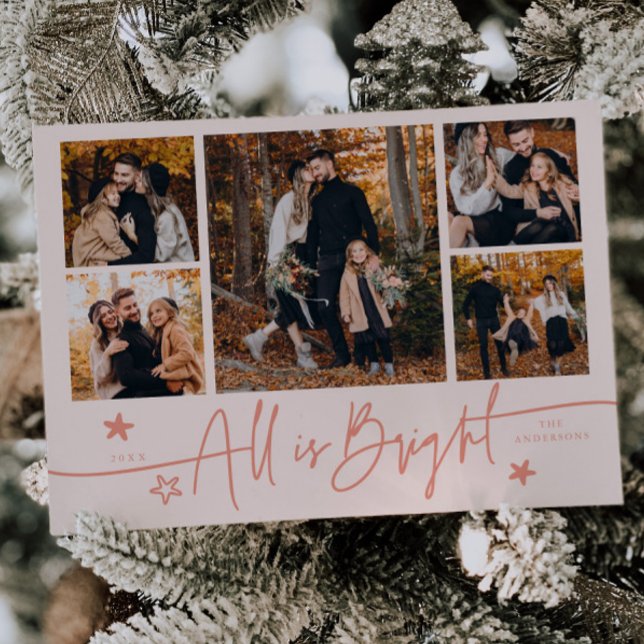 Allt är ett Bright Peach Multi Photo Helgdag Card Julkort (Skapare uppladdad)