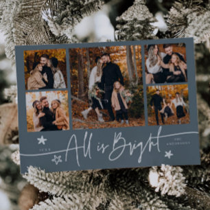 Allt är ett ljussken blått multifoto-Helgdag Julkort