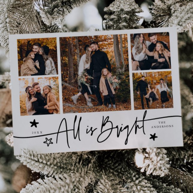 Allt är ett ljusvitt multifoto-Helgdag Julkort (Skapare uppladdad)