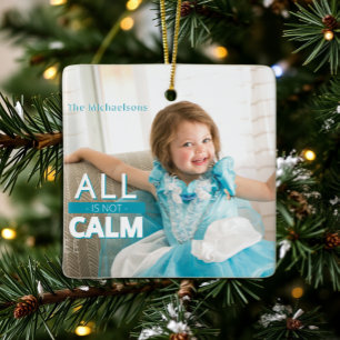 Allt är inte Lugn Teal Kids Photo jul Julgransprydnad Keramik