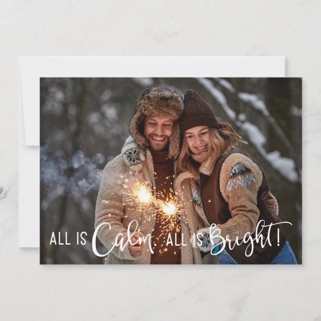 Allt är Lugn Alla är Bright Helgdag Photo Card Julkort (Framsida)