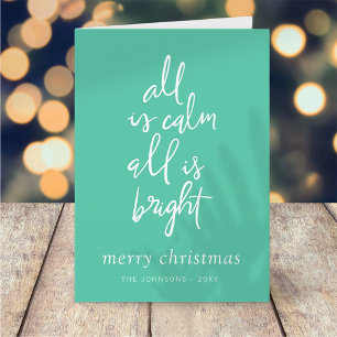Allt är Lugn Alla är Bright Modern Julgran Helgkort
