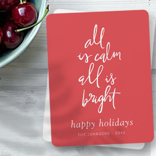 Allt är Lugn Alla är Bright Modern Julgran Julkort