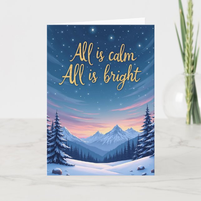 Allt är Lugn Alla är Bright Winter Night Himmel Ca Kort (Framsida)