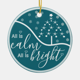 Allt är Lugn Alla är ljusa Julgransprydnad Keramik