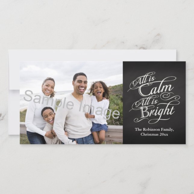 Allt är Lugn, allt är Bright Chalkboard-jul Julkort (Framsida)