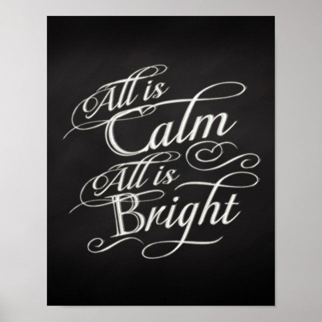 Allt är Lugn, allt är Bright Chalkboard-jul Poster (Framsidan)