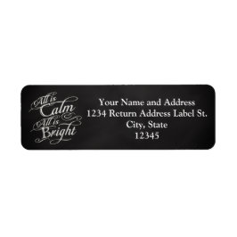 Allt är Lugn, allt är Bright Chalkboard-jul Returadress Etikett
