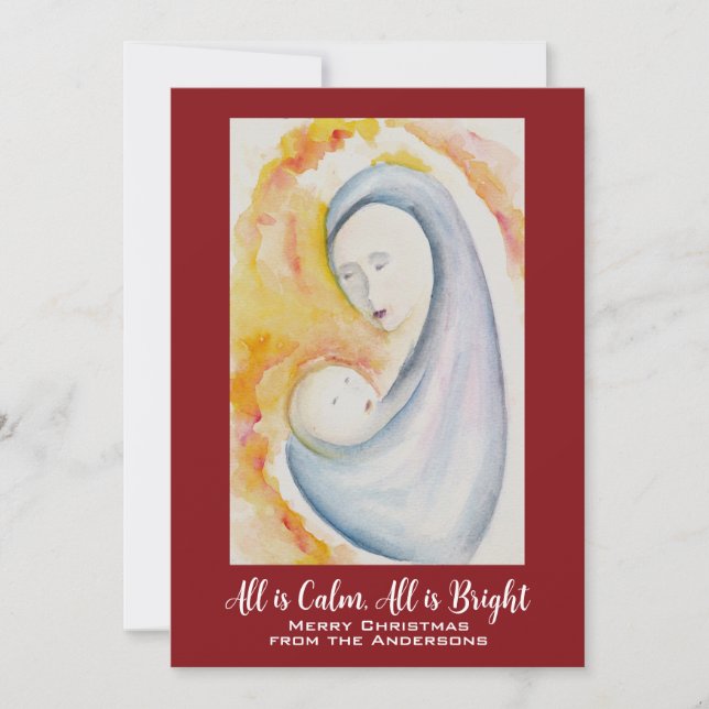 Allt är Lugn, allt är Bright, Madonna och Child Julkort (Framsida)