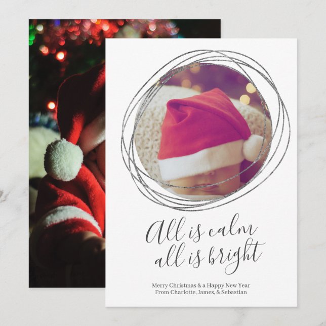 Allt är Lugn allt är en ljus Personlig jul Julkort (Fram/baksida)