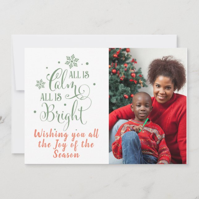 Allt är Lugn/juloffert/2-sidigt kort/Grönt Julkort (Framsida)