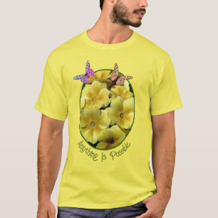 Allt är möjligt med primrose Flowers Butterfly T Shirt