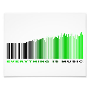 Allt är Music Grönt Text Barcode Sång Player Fototryck