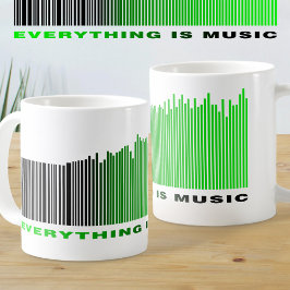Allt är Music Text Grönt Barcode Sång Player Kaffemugg