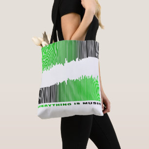 Allt är Music Text Grönt Barcode Sång Player Tygkasse
