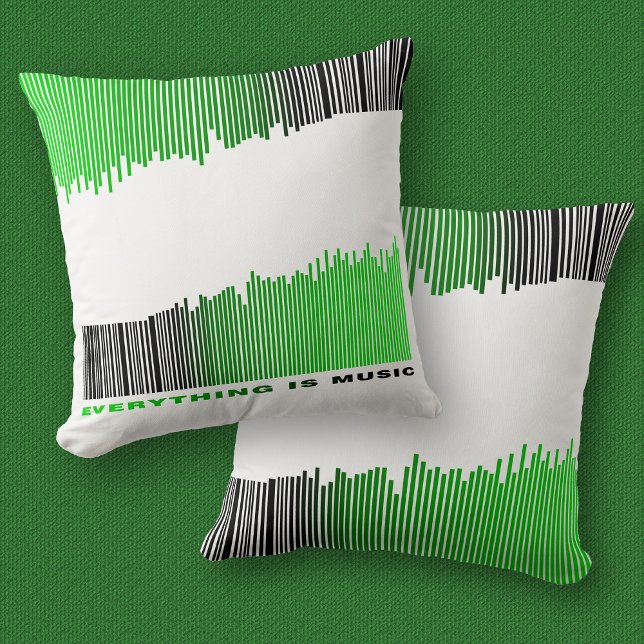 Allt är Music Text Sång Player Grönt Barcode Kudde (Skapare uppladdad)