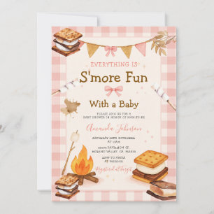 Allt är Roligare Rosa Baby Shower Rutig Inbjudningar