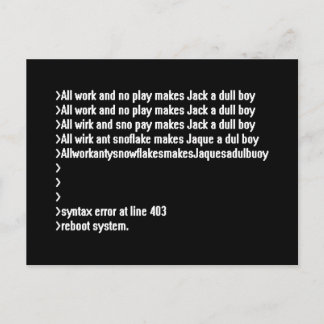 Allt arbete och inget spel vykort