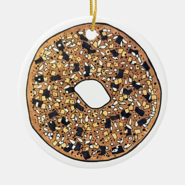 Allt Bagel Bread Baker Foodie Pastry Chef Julgransprydnad Keramik (Framsidan)