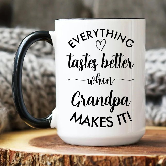 Allt blir bättre när farfar gör det Två-Tonad mugg (Everything Tastes Better When Grandpa Makes It Two-Tone Coffee Mug)