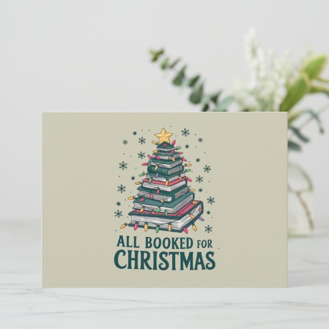 Allt Bokad Julpresent För Bibliotekarie Älskare Inbjudningar (Stående Fram)
