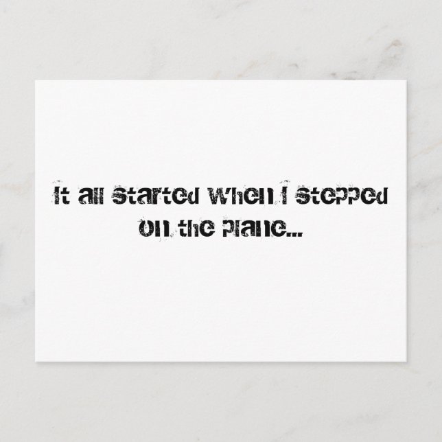 Allt började när jag gick på flygplan... vykort (Framsida)