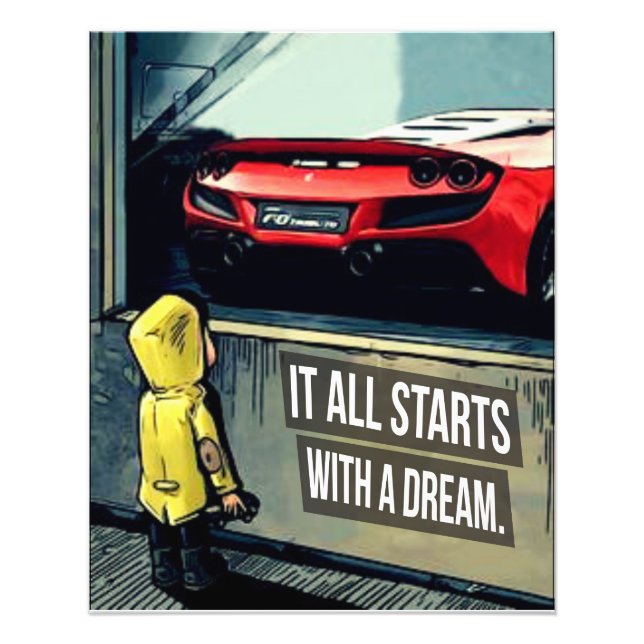 Allt börjar med en Dream Motivational Quote Fototryck (Framsidan)