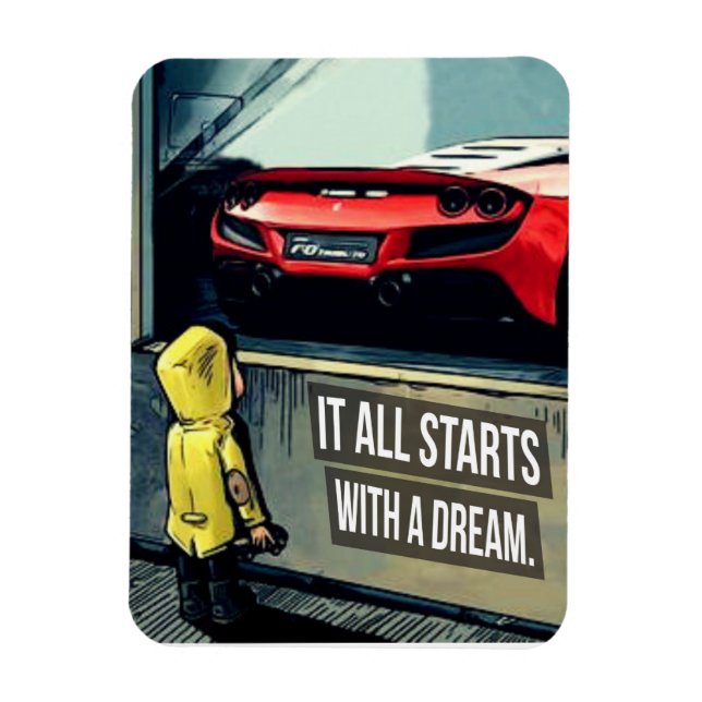 Allt börjar med en Dream Motivational Quote Magnet (Vertikal)