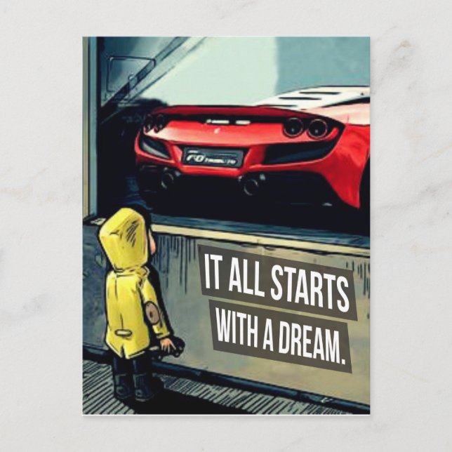 Allt börjar med en Dream Motivational Quote Vykort (Framsida)