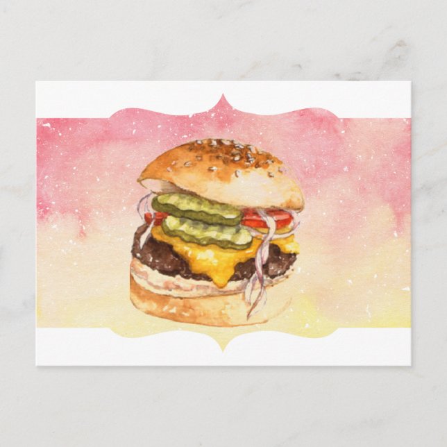 Allt Burger Watercolor-vykort Vykort (Framsida)