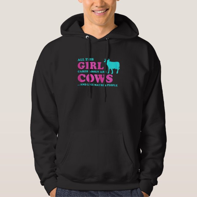 Allt den här tjejen bryr sig om är kor som föder u hoodie (Framsida)