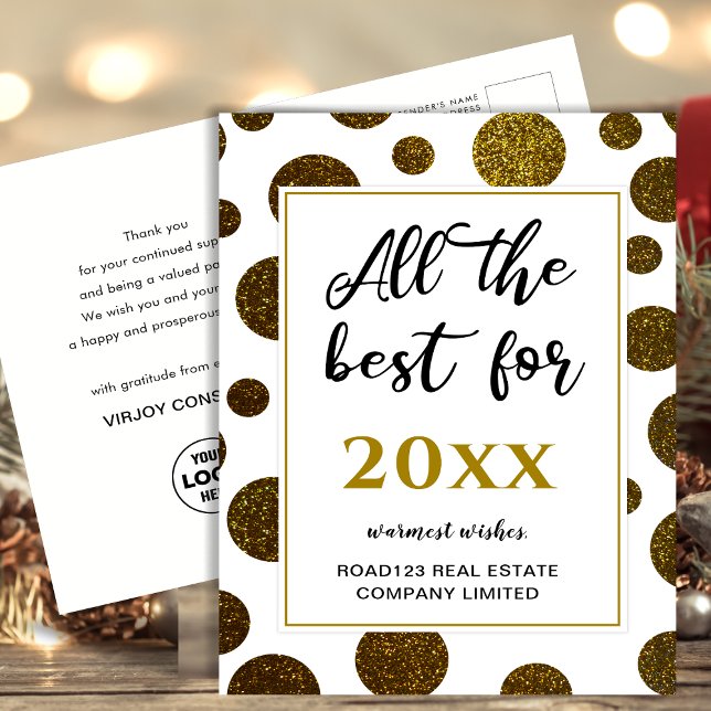 Allt det bästa för det nya året Affärsmodern guld Vykort (Skapare uppladdad)