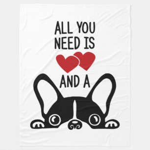 Allt du behöver är Boston Terrier Fleecefilt