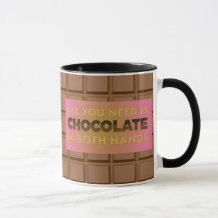 Allt du behöver är choklad humoristisk kaffemugg
