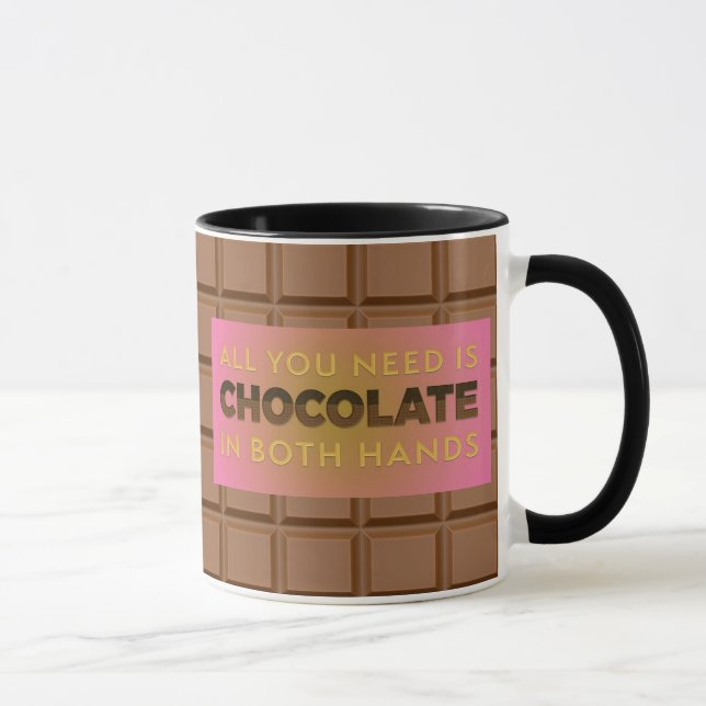Allt du behöver är choklad humoristisk kaffemugg (Höger)